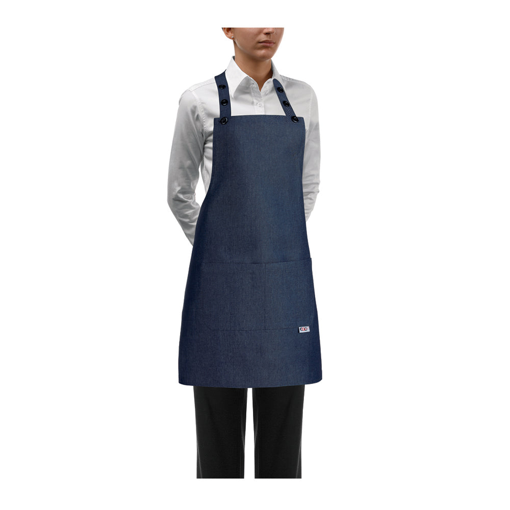 Damen-Gastronomie-Schürze Short Bip Apron – Jeansblau – Bild 1