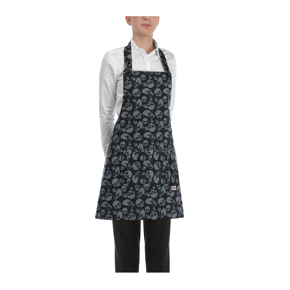Damen-Gastronomie-Schürze Short Bip Apron – Skulls – Bild 1