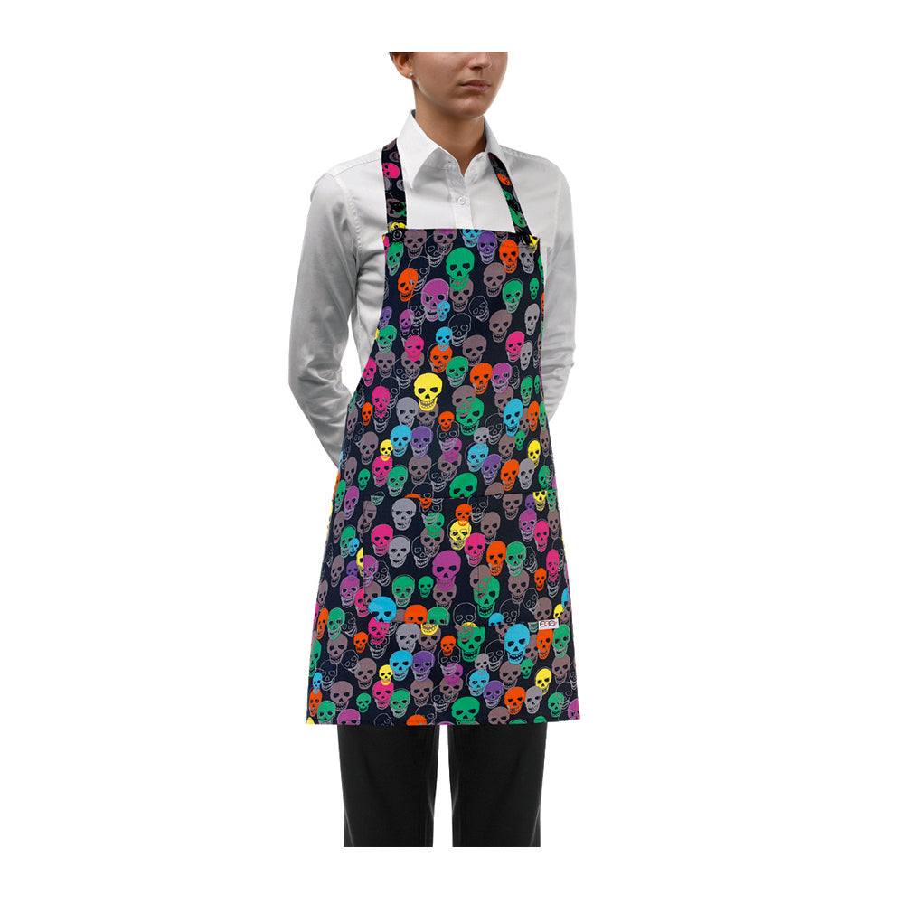 Damen-Gastronomie-Schürze Short Bip Apron – Color skulls – Bild 1