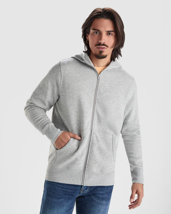 JACKEN MONTBLANC – aus 50% Baumwolle / 50% Polyester, gestepptes Fleece, 280 g/m², 3% Elastan an den Bündchen. Farbe Heather grey 58: 55% Baumwolle / 40% Polyester / 5% Viskose. – Bild 2