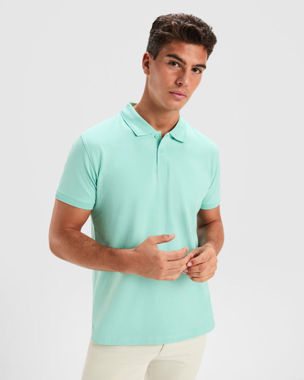 POLOSHIRTS WOS – aus Einfarbig: 95 % Baumwolle, 5 % Elasthan, 210 g/m². Vigoré-Grau: 81 % Baumwolle, 14 % Viskose, 5 % Elasthan, 210 g/m². – Bild 3