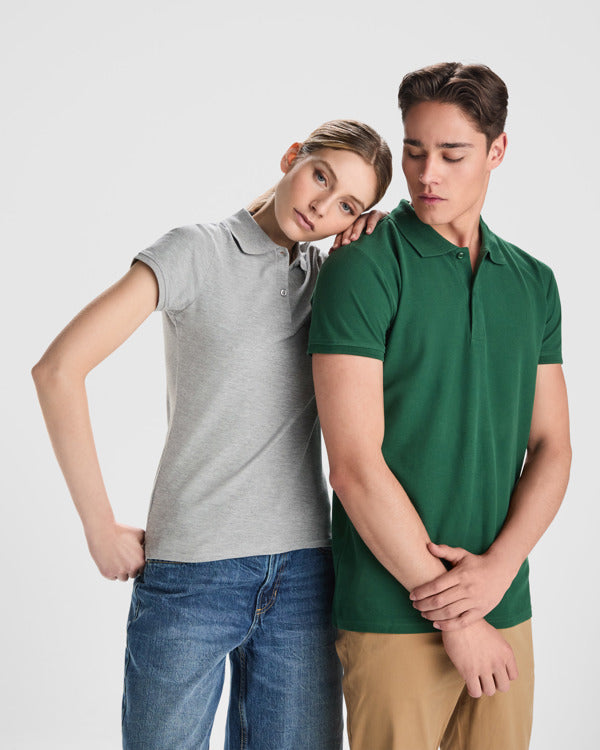 POLOSHIRTS PRINCE – aus 100% Bio-Baumwolle, 210 g/m². Farbe Heather Grey 58: 85% Bio-Baumwolle und 15% Viskose. – Bild 5