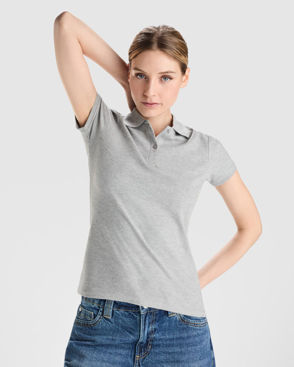 POLOSHIRTS PRINCE WOMAN – aus 100% Bio-Baumwolle, 210 g/m². Farbe Heather Grey 58: 85% Bio-Baumwolle und 15% Viskose. – Bild 2