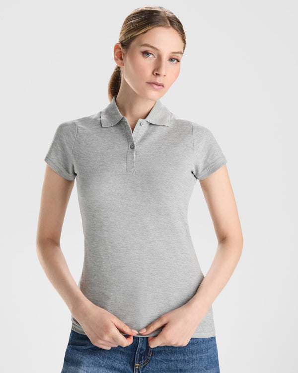 POLOSHIRTS PRINCE WOMAN – aus 100% Bio-Baumwolle, 210 g/m². Farbe Heather Grey 58: 85% Bio-Baumwolle und 15% Viskose. – Bild 3