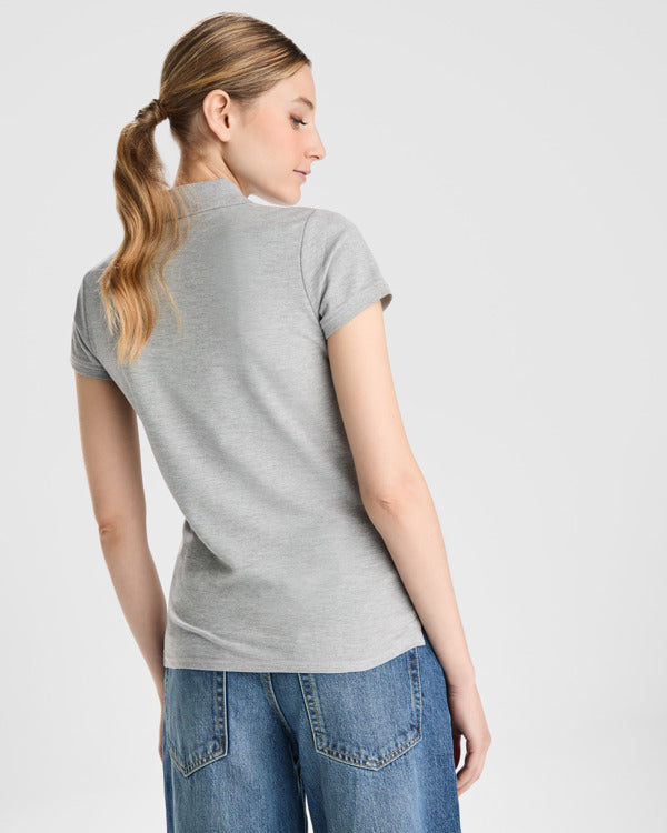 POLOSHIRTS PRINCE WOMAN – aus 100% Bio-Baumwolle, 210 g/m². Farbe Heather Grey 58: 85% Bio-Baumwolle und 15% Viskose. – Bild 4
