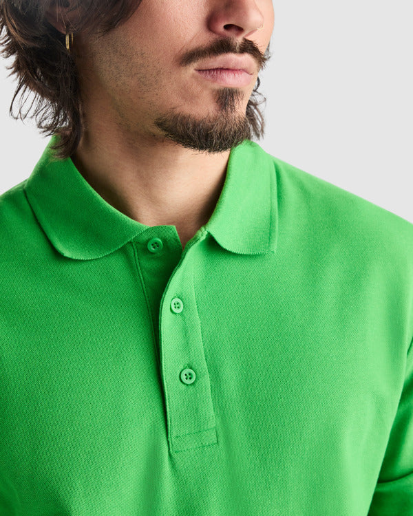 POLOSHIRTS ESTRELLA L/S – aus 100% Baumwolle, Piqué, 220 g/m². Heather Grey 58: 85% Baumwolle / 15% Viskose. – Bild 5
