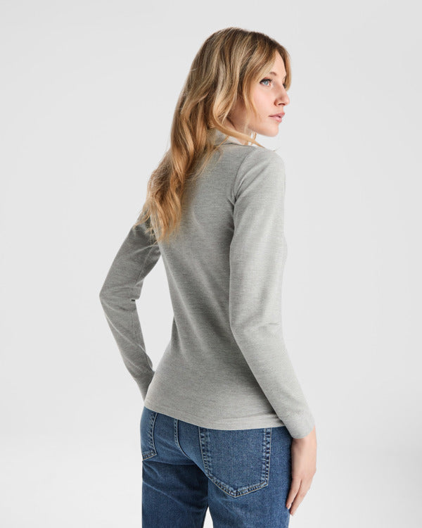 POLOSHIRTS ESTRELLA WOMAN L/S – aus 100% Baumwolle, Piqué, 220 g/m². Heather Grey 58: 85% Baumwolle / 15% Viskose. – Bild 4