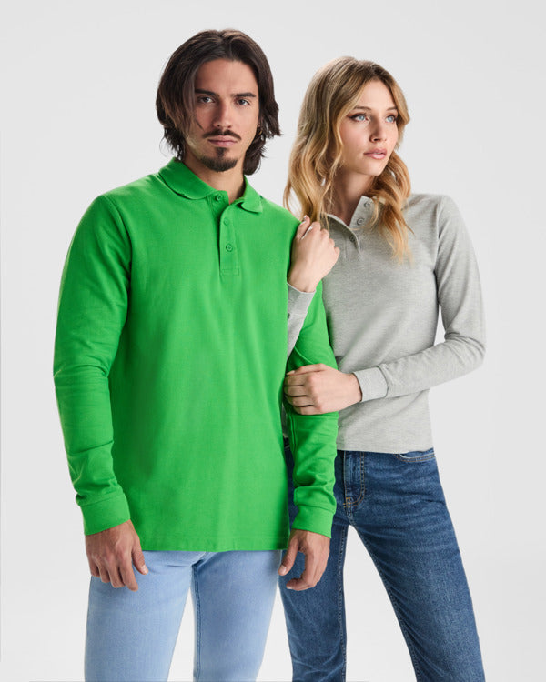 POLOSHIRTS ESTRELLA WOMAN L/S – aus 100% Baumwolle, Piqué, 220 g/m². Heather Grey 58: 85% Baumwolle / 15% Viskose. – Bild 7