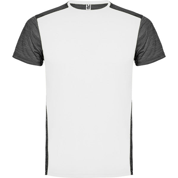 T-SHIRTS ZOLDER – aus Vorderseite: 100% bird's eye Polyester. Rückseite: 100% Polyester Space Dye. 135 g/m².