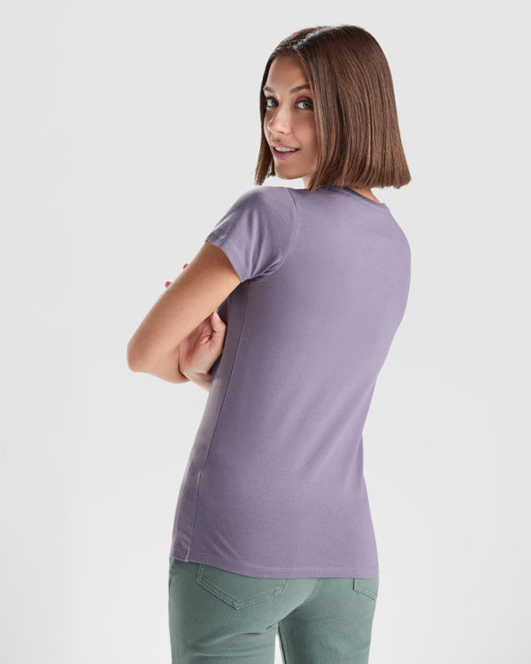 T-SHIRTS BREDA WOMAN – aus 100 % Bio-Baumwolle: 175 g/m². Farbe „Heather Grey 58“: 85 % Bio-Baumwolle und 15 % Viskose. – Bild 4