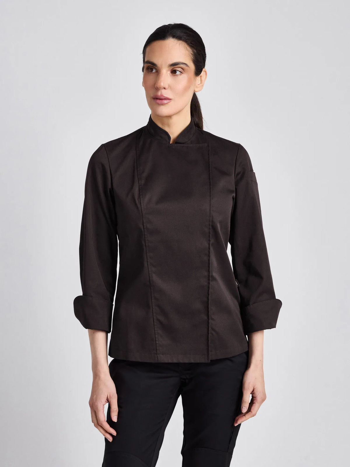 Kochjacke Rimini-Bene Lady Classic mit Ärmeltasche – chocolate – Farbcode 3005 – Bild 1