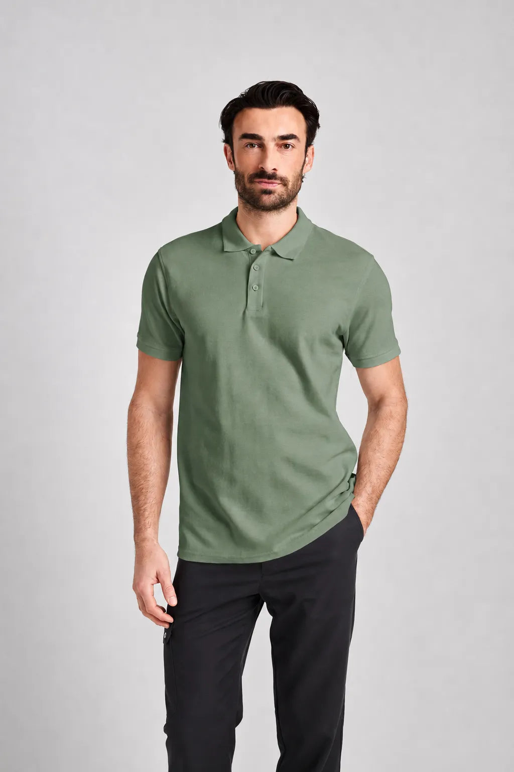 Poloshirt Iseo Man mit Strickkragen – olive – Farbcode 6017 – Bild 1