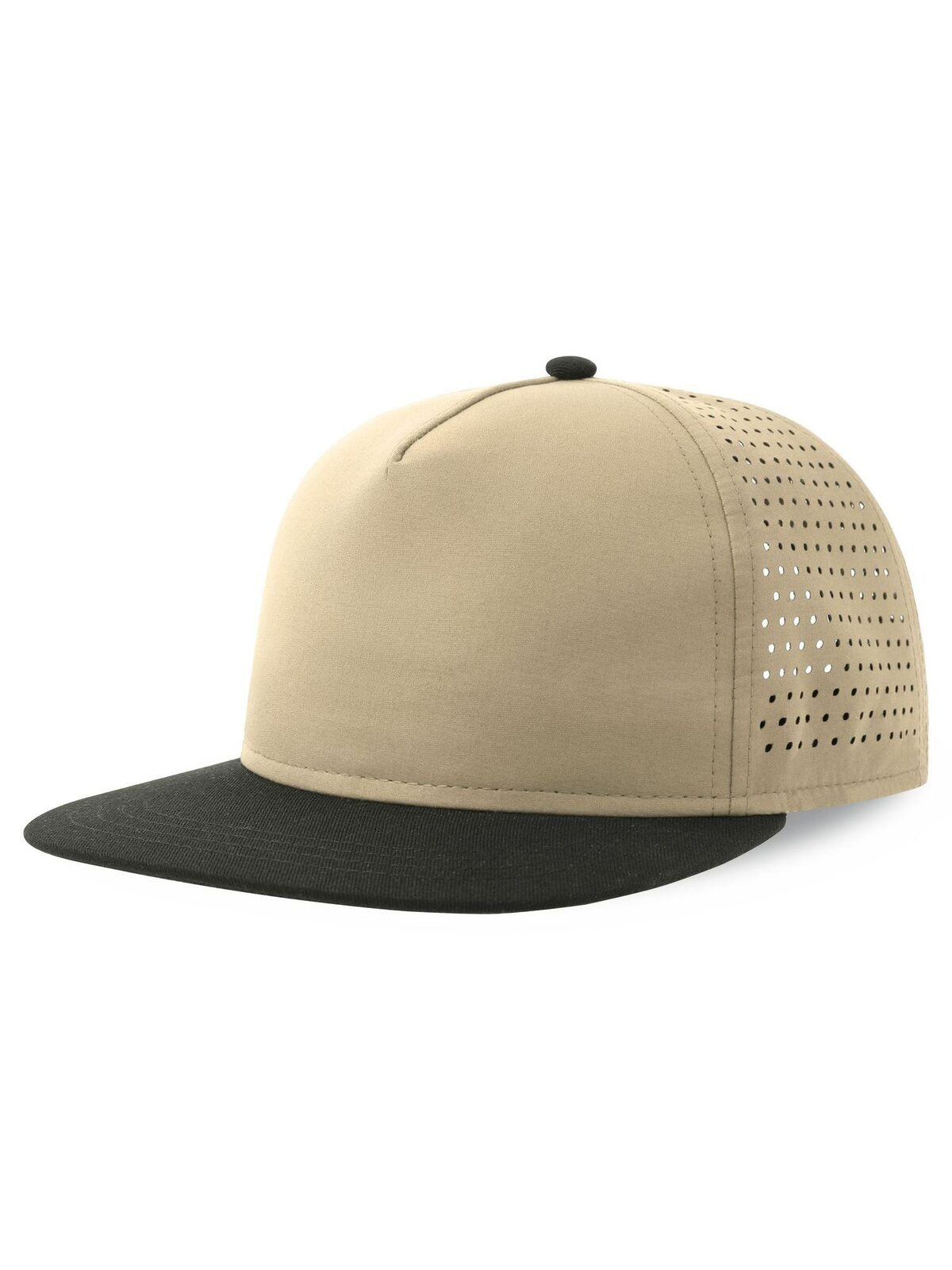 Baseball Caps Bank Five-S khaki-Schwarz bestickbar und bedruckbar – LA1970