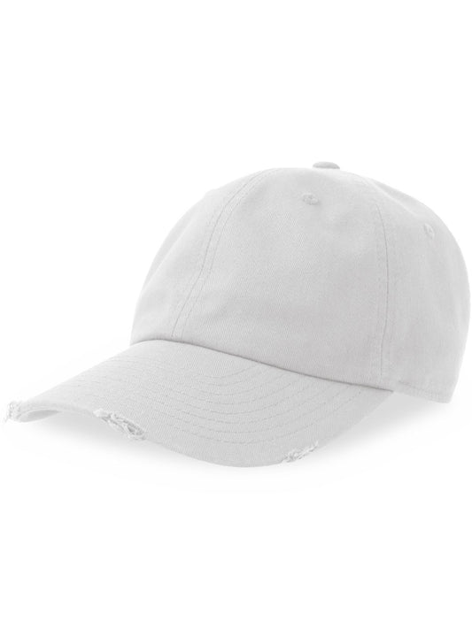 Baseball Caps Dad Hat Destroyed-S Weiß bestickbar und bedruckbar – LA1970