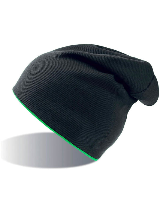 Beanies Extreme Schwarz-green bestickbar und bedruckbar – LA1970