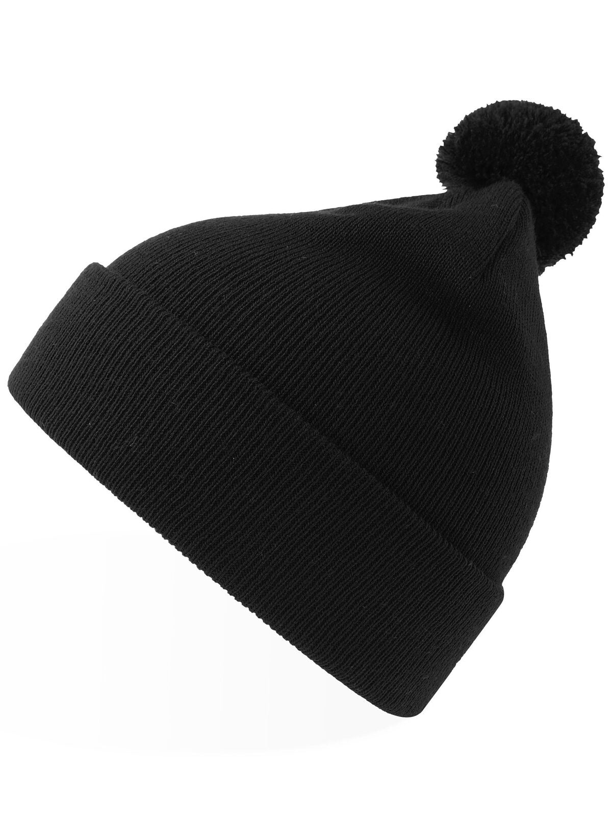 Beanies Kid Wind-S With Pompom Schwarz bestickbar und bedruckbar – LA1970