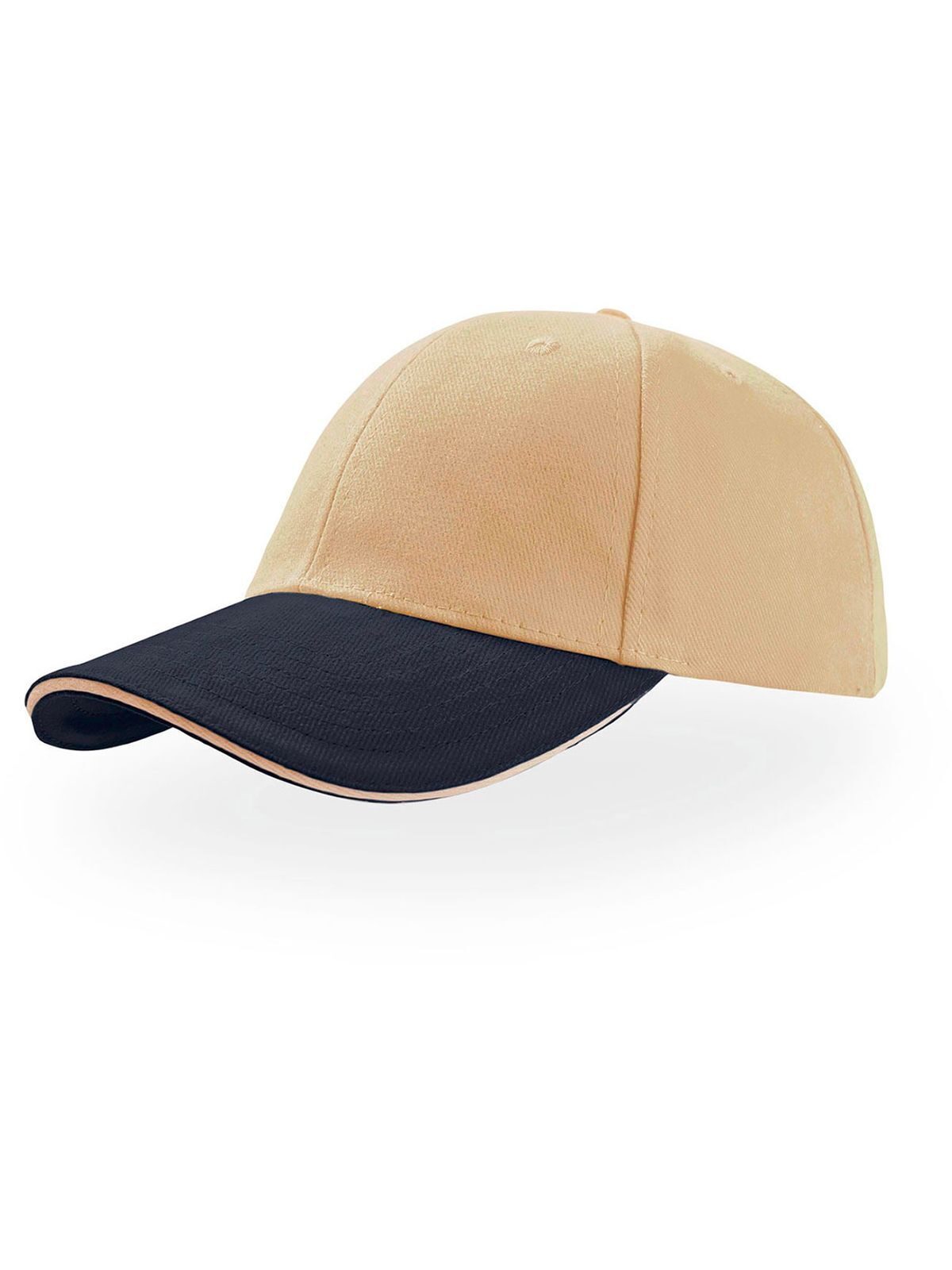 Baseball Caps Liberty Sandwich natural-Marineblau bestickbar und bedruckbar – LA1970