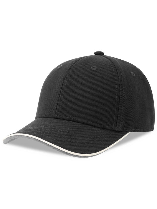 Baseball Caps Pilot Piping Sandwich-S Schwarz bestickbar und bedruckbar – LA1970