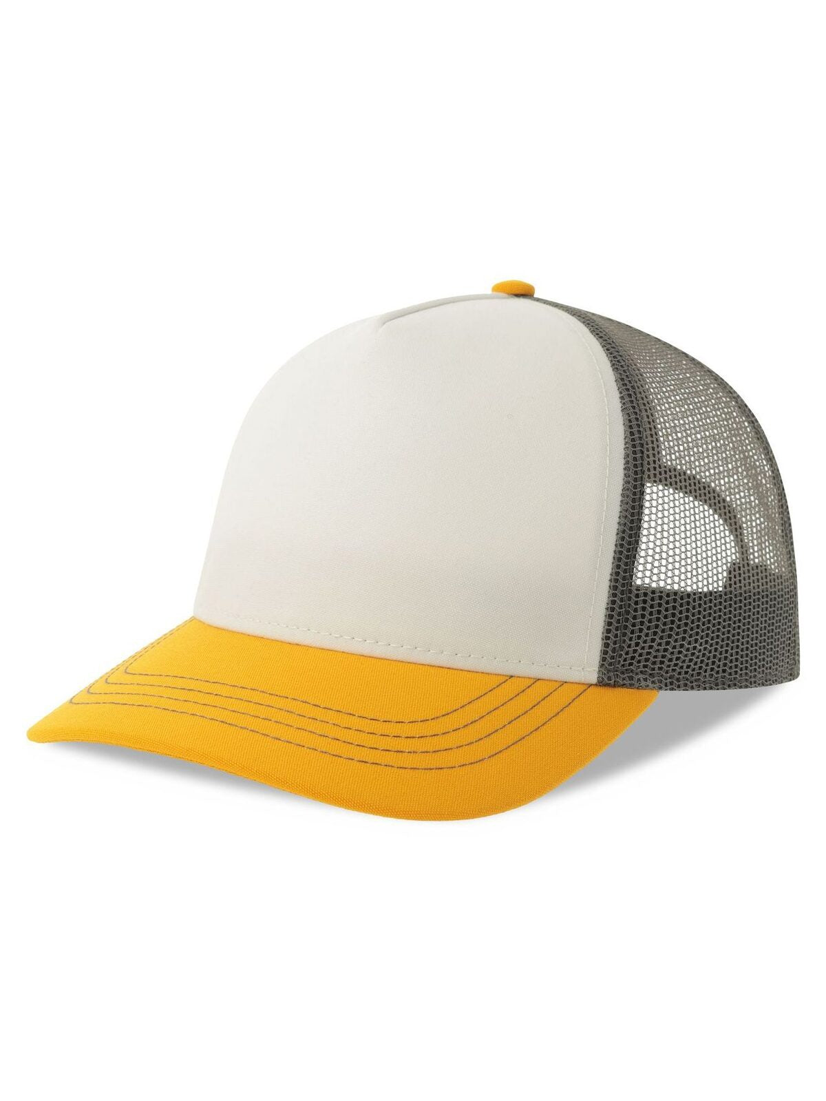 Trucker Caps Rapper Canvas-S Weiß/yellow/dark Grau bestickbar und bedruckbar – LA1970