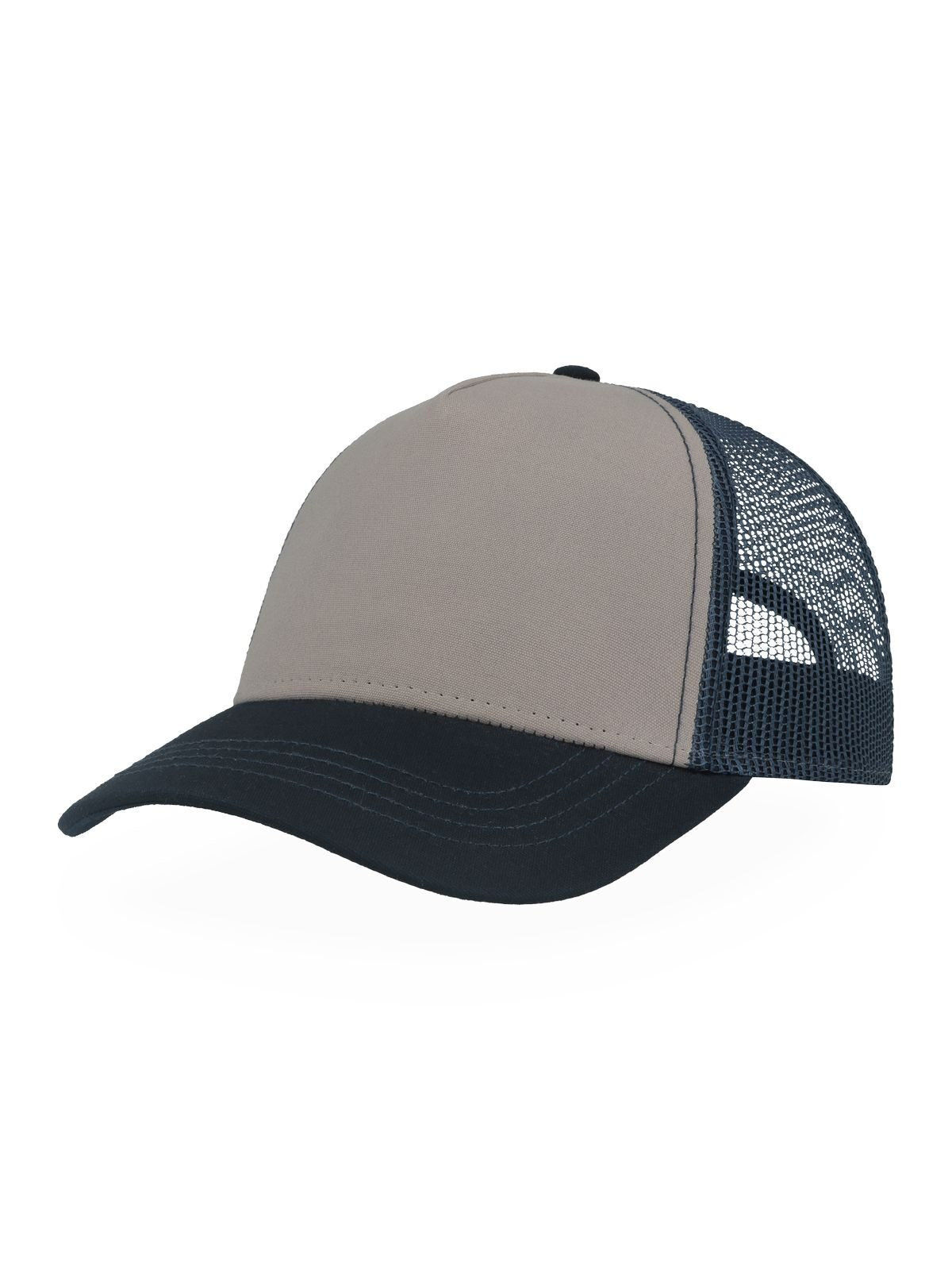 Trucker Caps Rapper Canvas-S Grau-Marineblau-Marineblau bestickbar und bedruckbar – LA1970