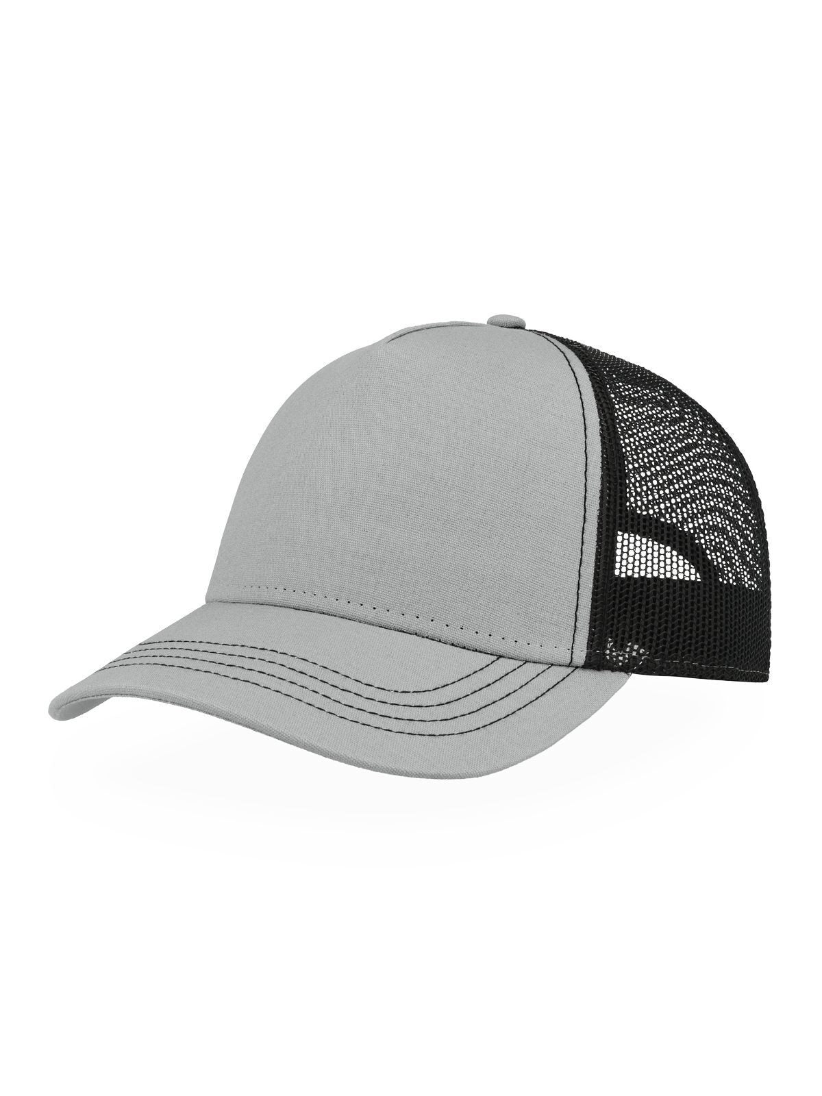 Trucker Caps Rapper Canvas-S Grau-Schwarz bestickbar und bedruckbar – LA1970