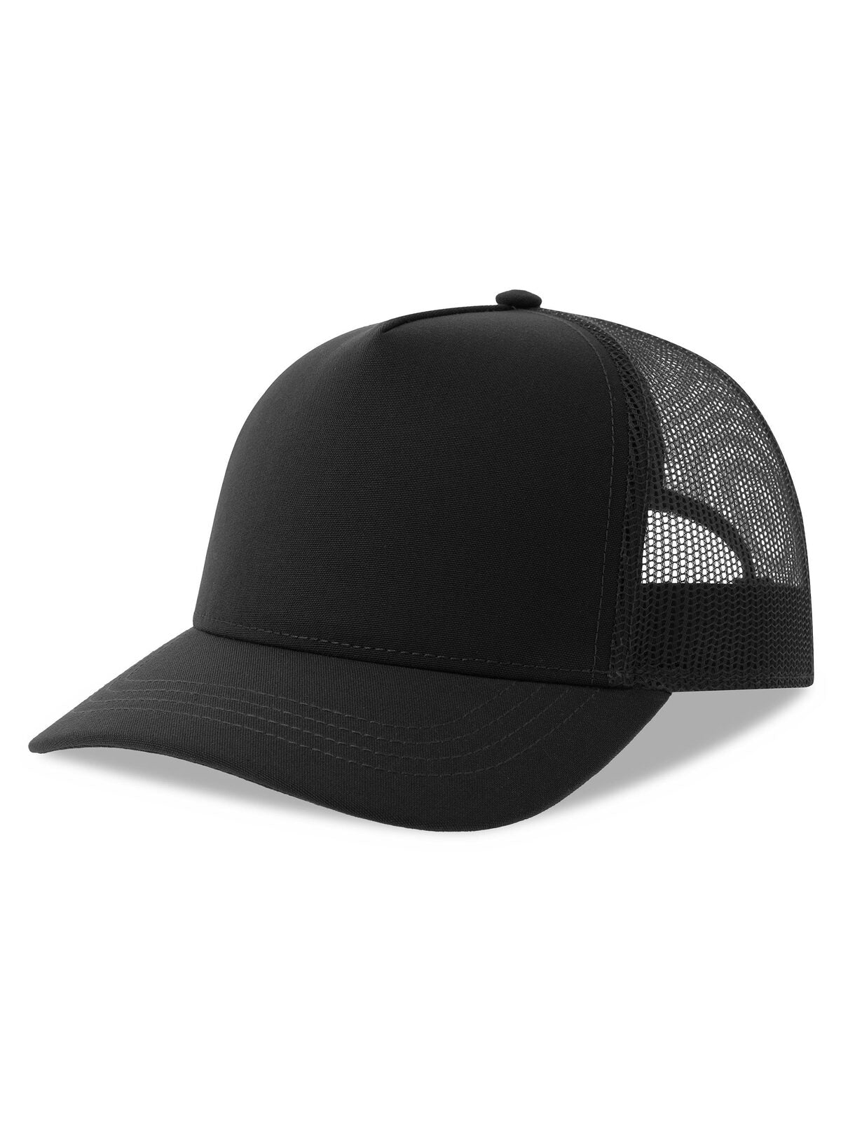 Trucker Caps Rapper Canvas-S Schwarz-Schwarz bestickbar und bedruckbar – LA1970