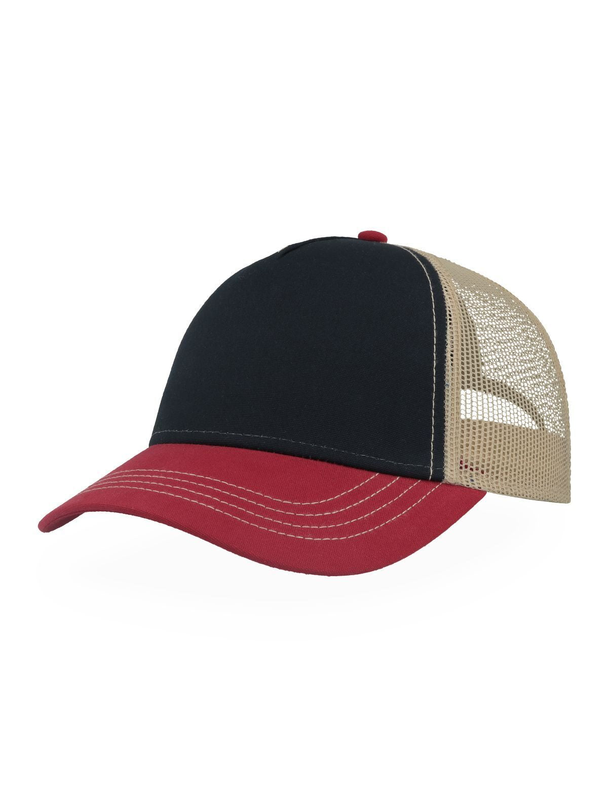 Trucker Caps Rapper Canvas-S Marineblau-burgundy-khaki bestickbar und bedruckbar – LA1970