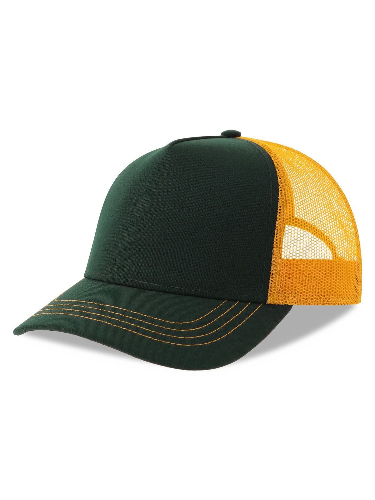Trucker Caps Rapper Canvas-S Flaschengrün/yellow bestickbar und bedruckbar – LA1970