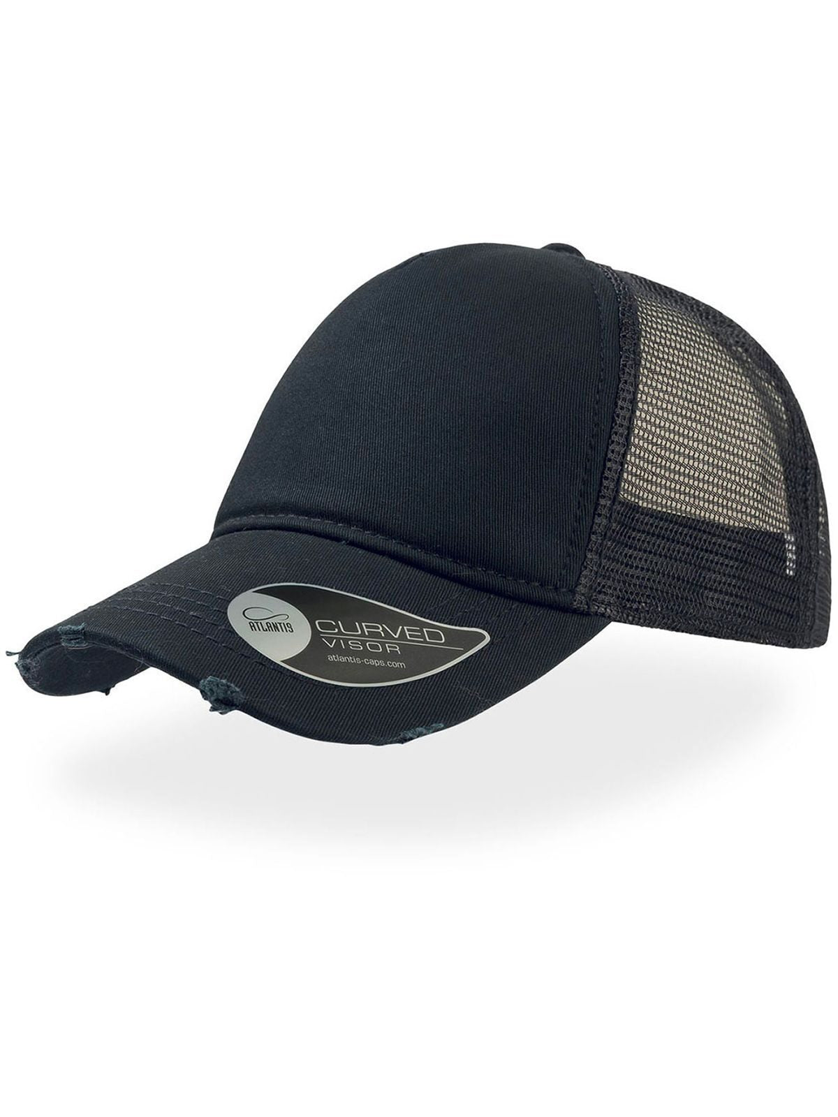 Trucker Caps Rapper Destoyed Schwarz-Schwarz bestickbar und bedruckbar – LA1970