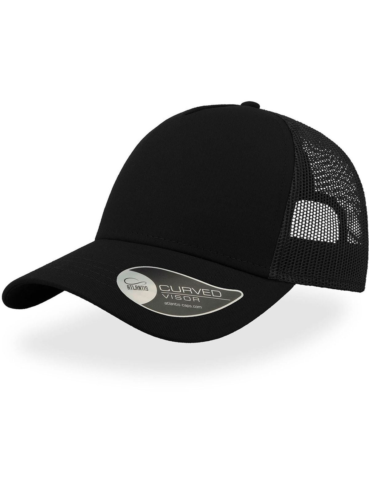 Trucker Caps Rapper Cotton Schwarz-Schwarz bestickbar und bedruckbar – LA1970