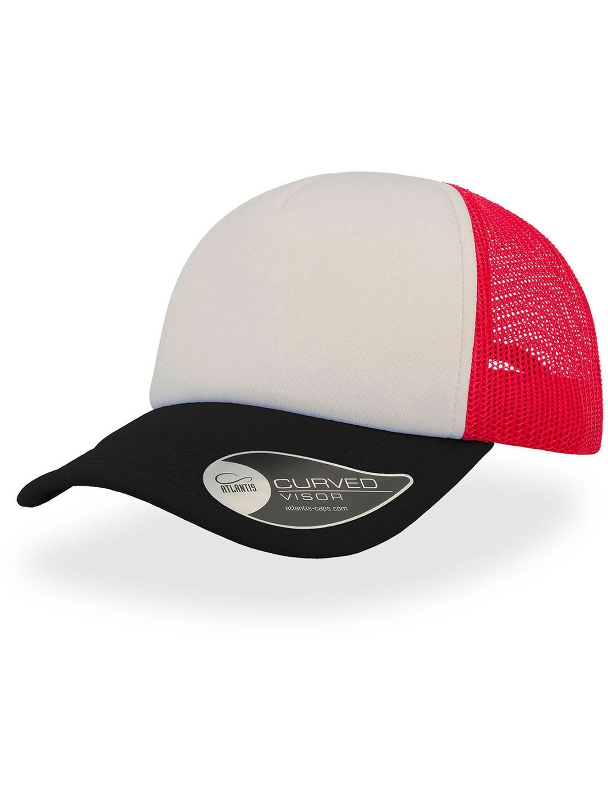 Trucker Caps Rapper Weiß-Rot-Schwarz bestickbar und bedruckbar – LA1970
