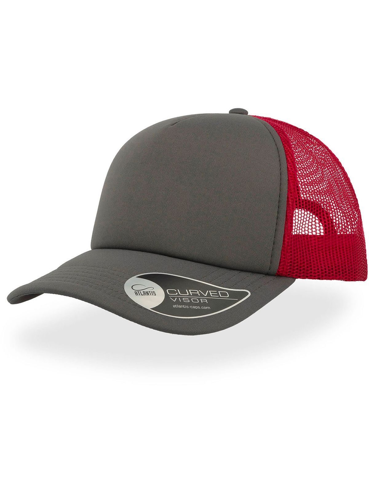 Trucker Caps Rapper Grau-Rot bestickbar und bedruckbar – LA1970