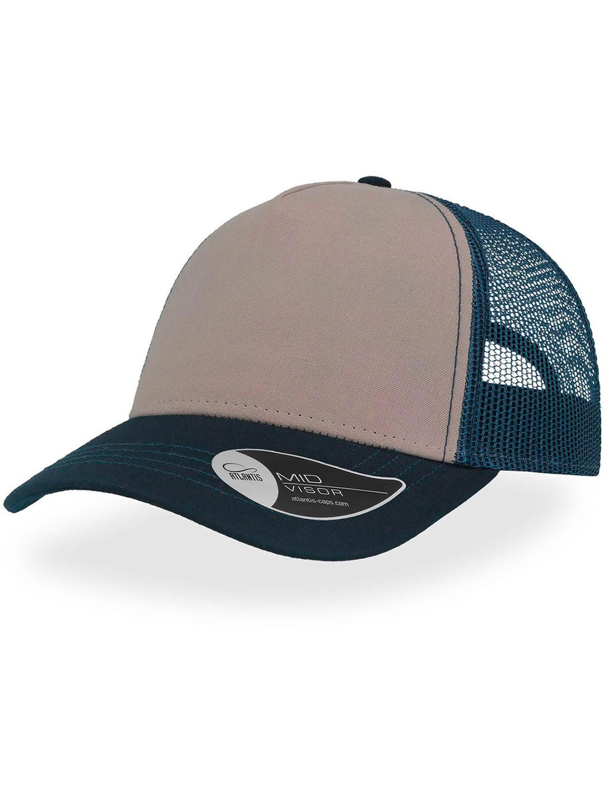 Trucker Caps Rapper Canvas Grau-Marineblau-Marineblau bestickbar und bedruckbar – LA1970