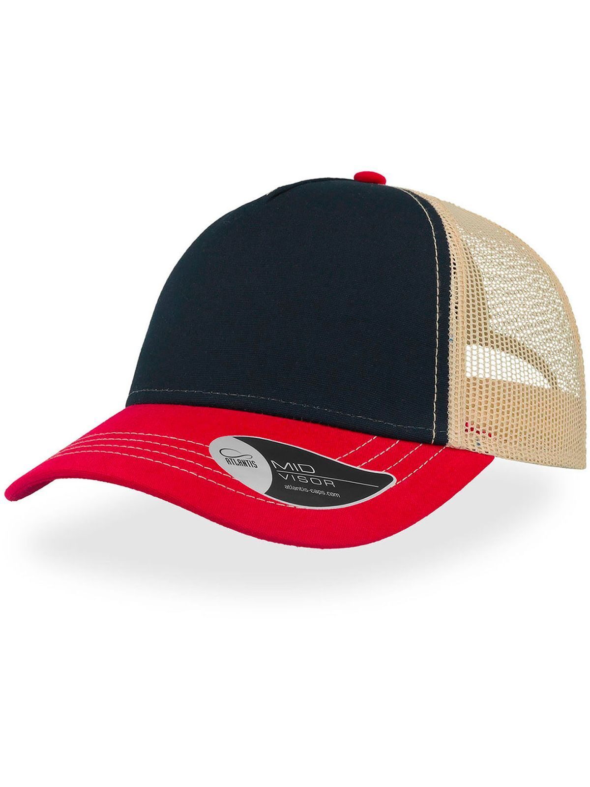 Trucker Caps Rapper Canvas Marineblau-burgundy-beige bestickbar und bedruckbar – LA1970