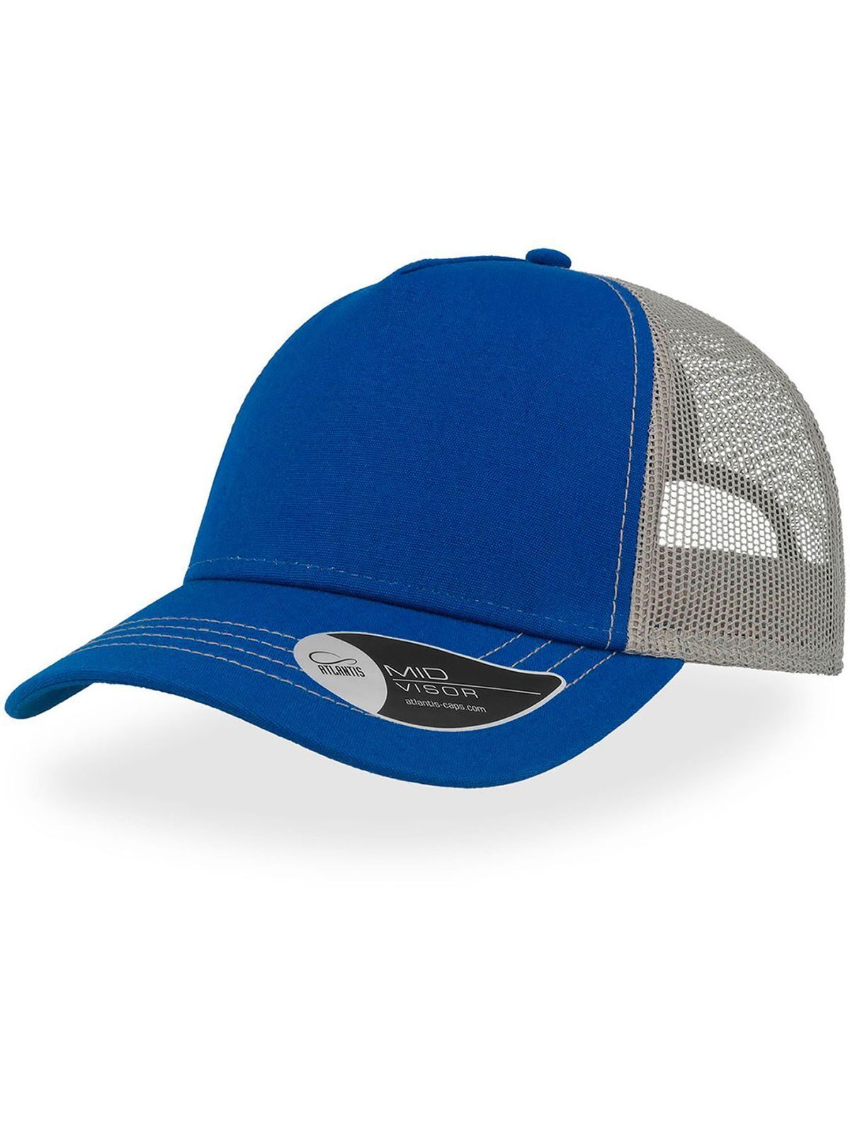 Trucker Caps Rapper Canvas Royalblaublau-grigio bestickbar und bedruckbar – LA1970