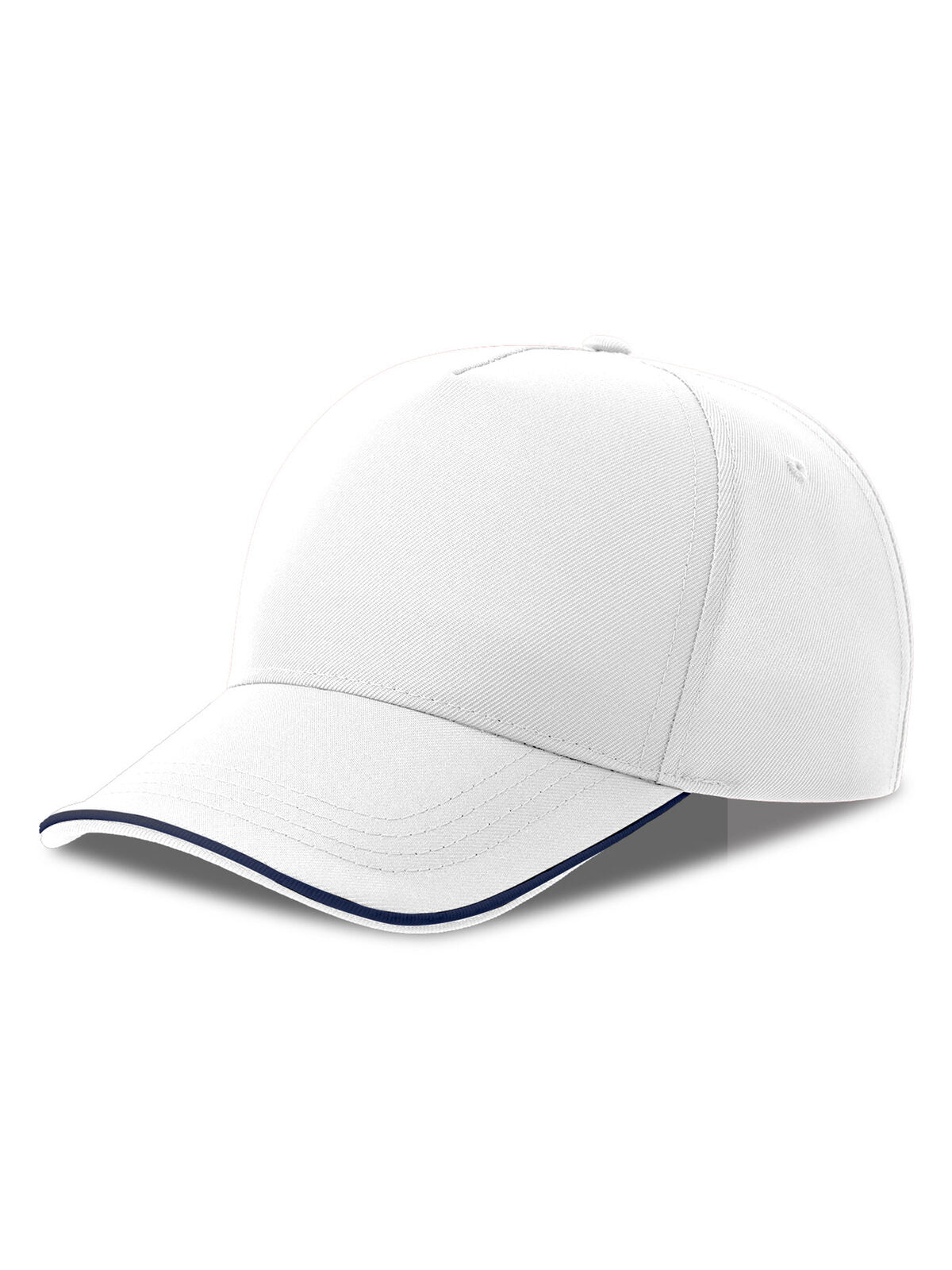 Baseball Caps Recy Five Piping Weiß-Marineblau bestickbar und bedruckbar – LA1970