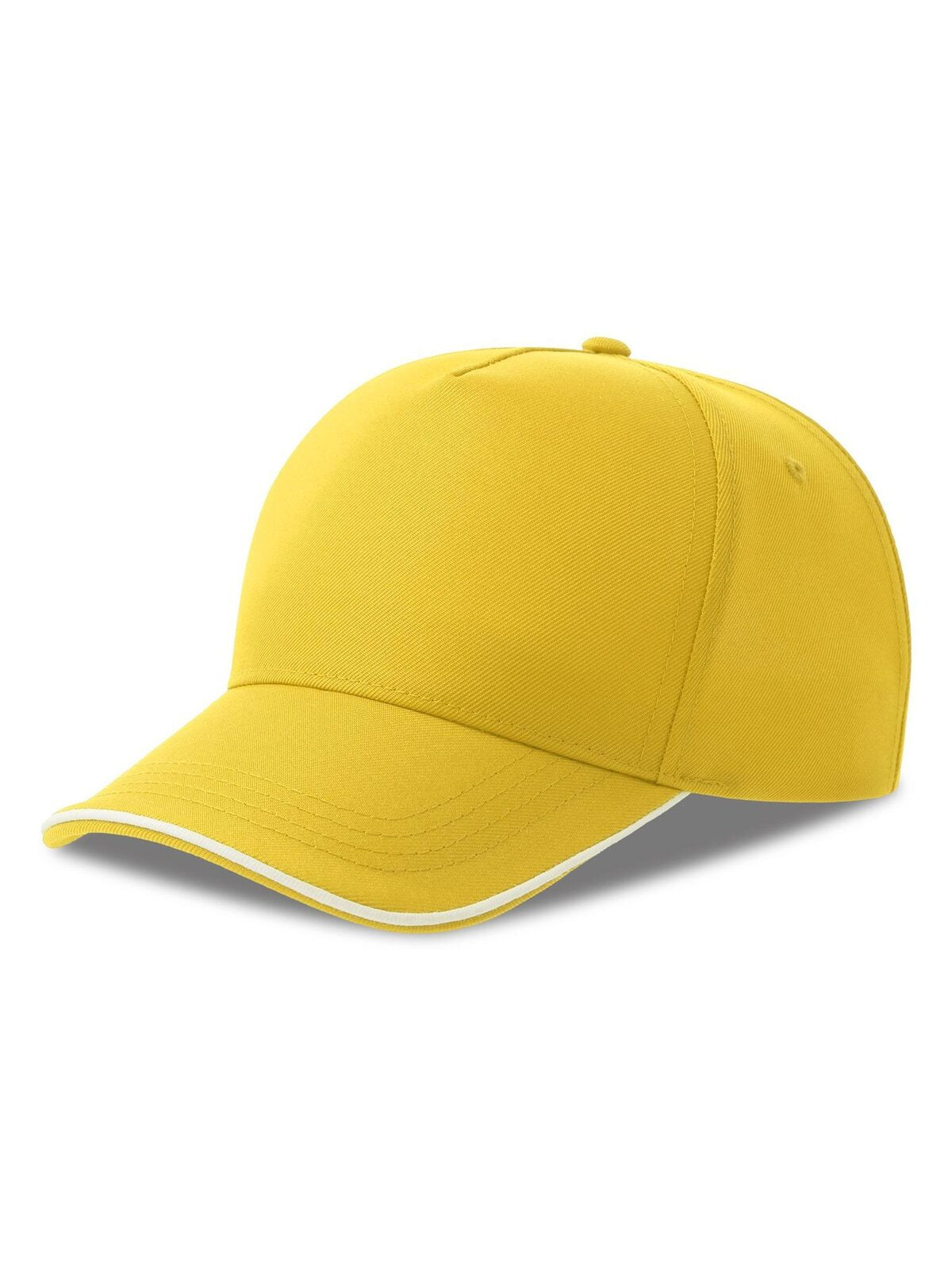 Baseball Caps Recy Five Piping yellow-Weiß bestickbar und bedruckbar – LA1970