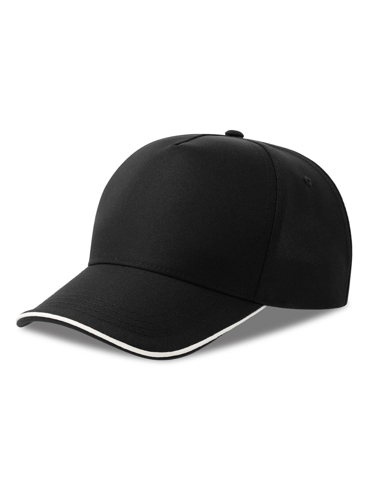 Baseball Caps Recy Five Piping Schwarz-Weiß bestickbar und bedruckbar – LA1970