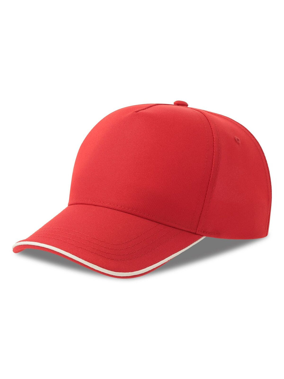Baseball Caps Recy Five Piping Rot-Weiß bestickbar und bedruckbar – LA1970