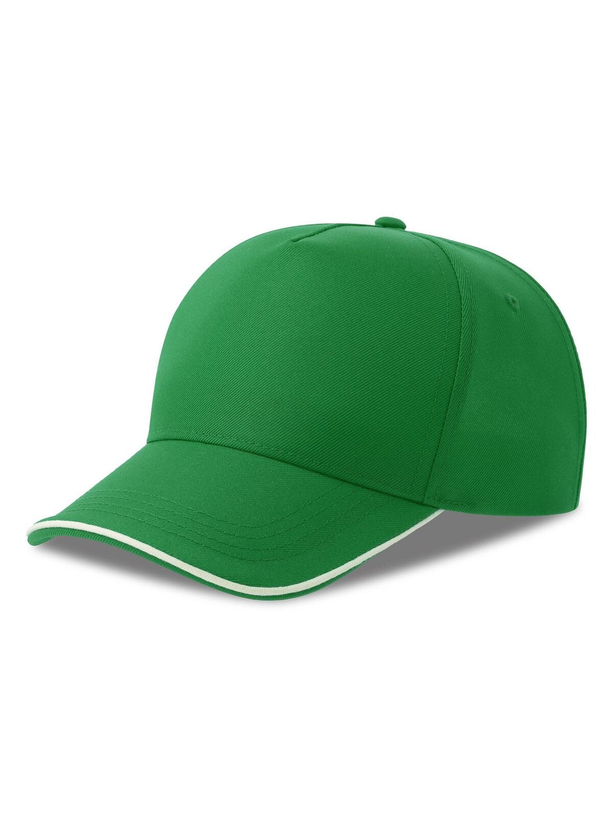 Baseball Caps Recy Five Piping green-Weiß bestickbar und bedruckbar – LA1970