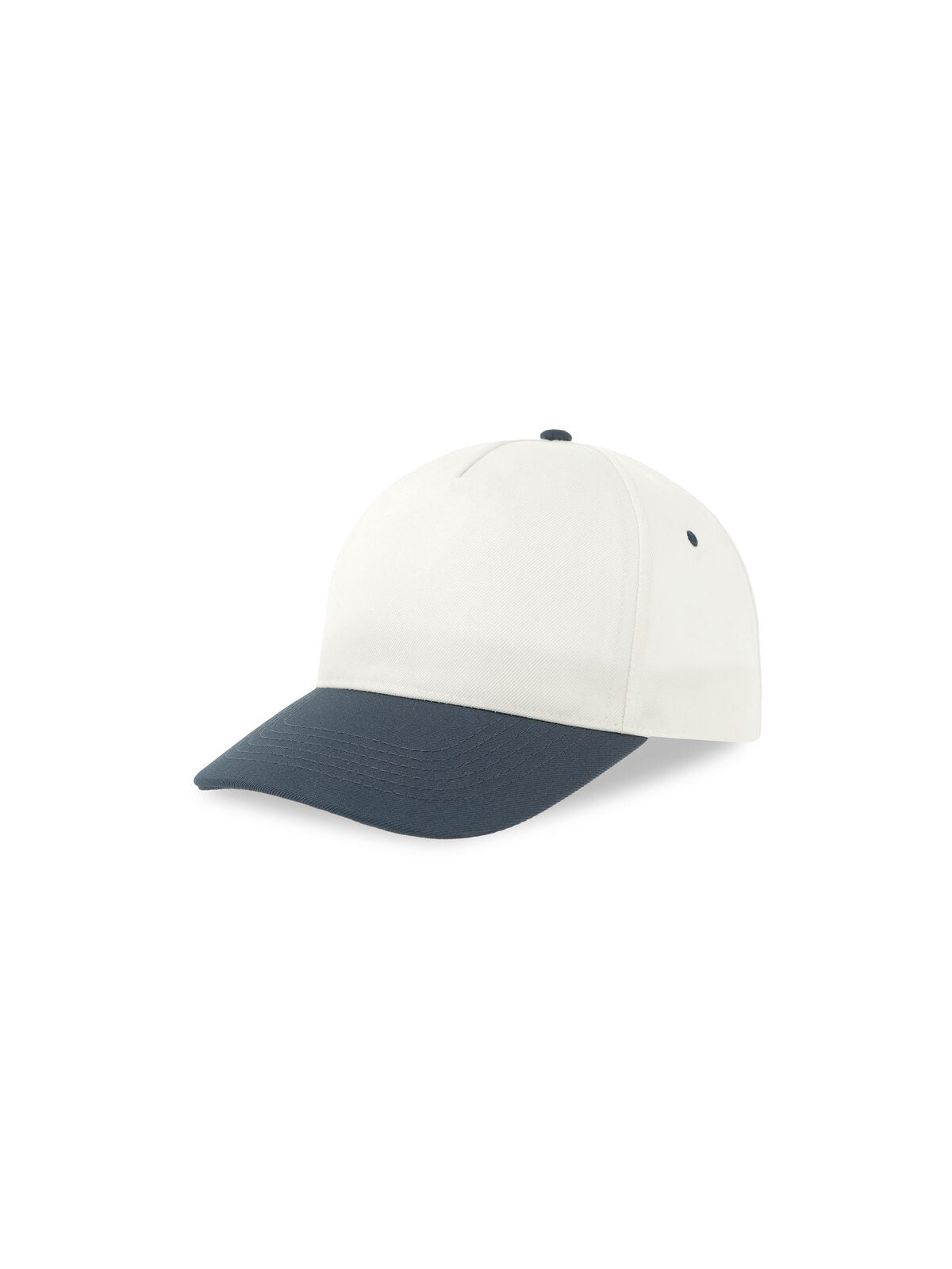 Baseball Caps Recy Five Weiß-Marineblau bestickbar und bedruckbar – LA1970