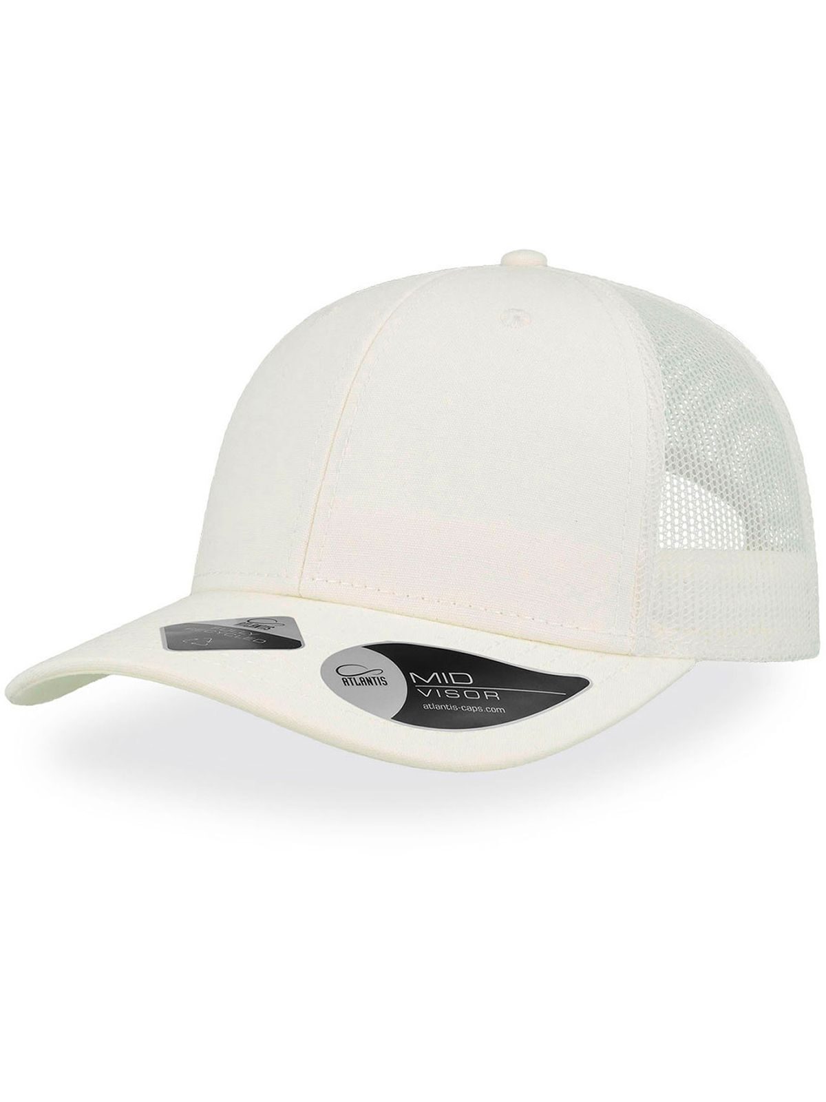 Trucker Caps Recy Three Weiß-Weiß bestickbar und bedruckbar – LA1970