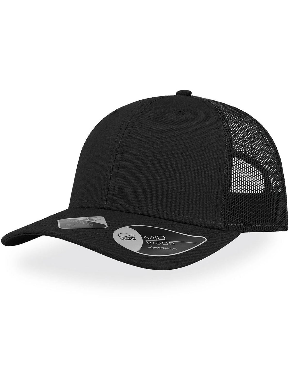 Trucker Caps Recy Three Schwarz-Schwarz bestickbar und bedruckbar – LA1970