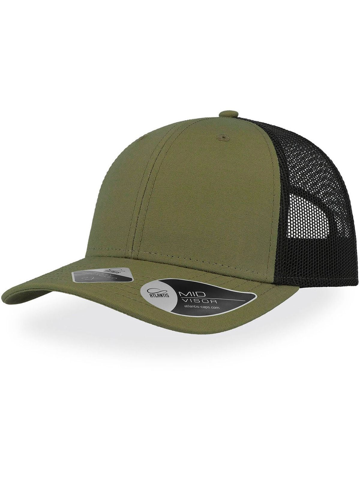 Trucker Caps Recy Three olive-Schwarz bestickbar und bedruckbar – LA1970
