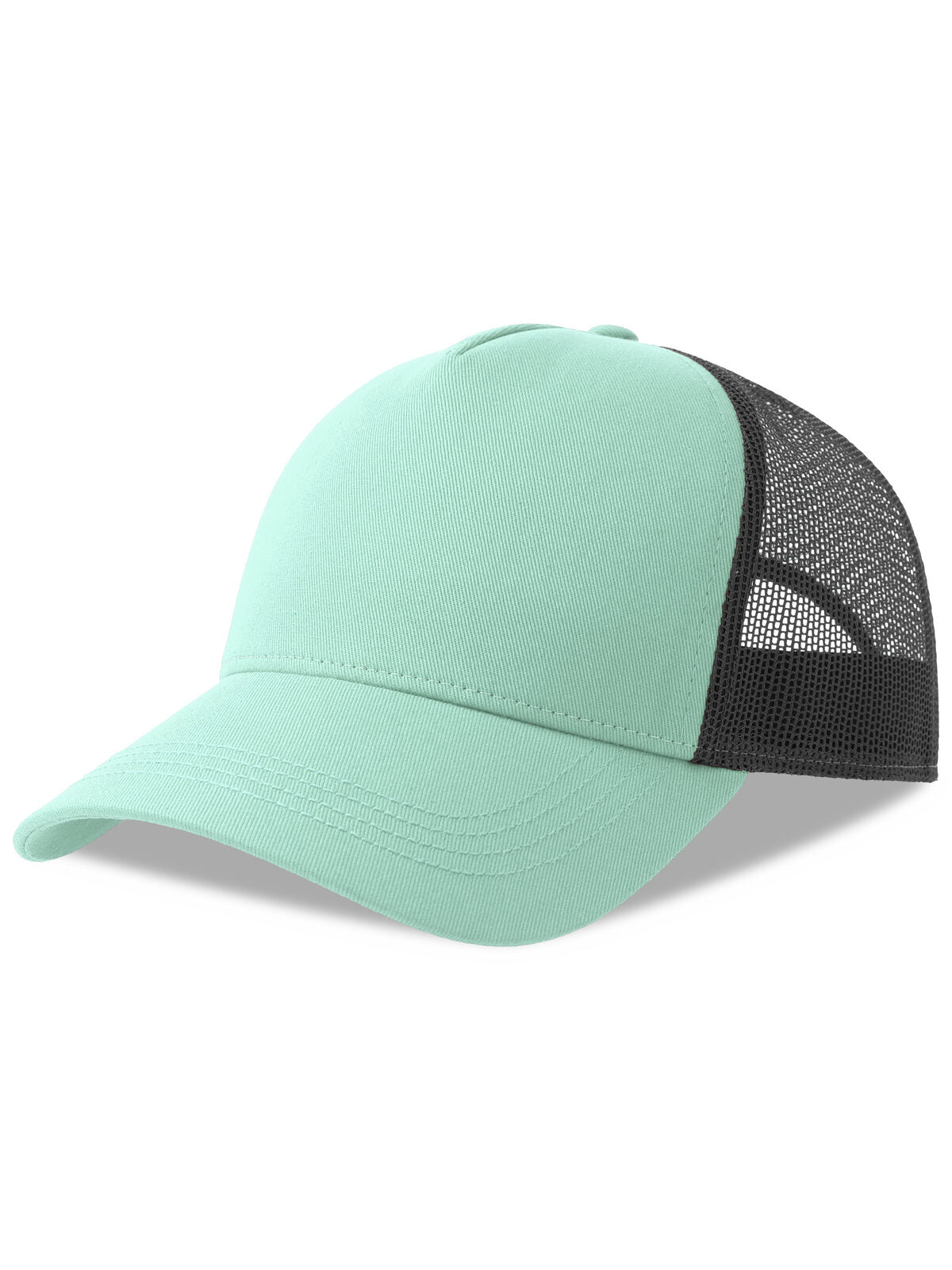 Trucker Caps Rapper Cotton-S acquamarine/Schwarz bestickbar und bedruckbar – LA1970