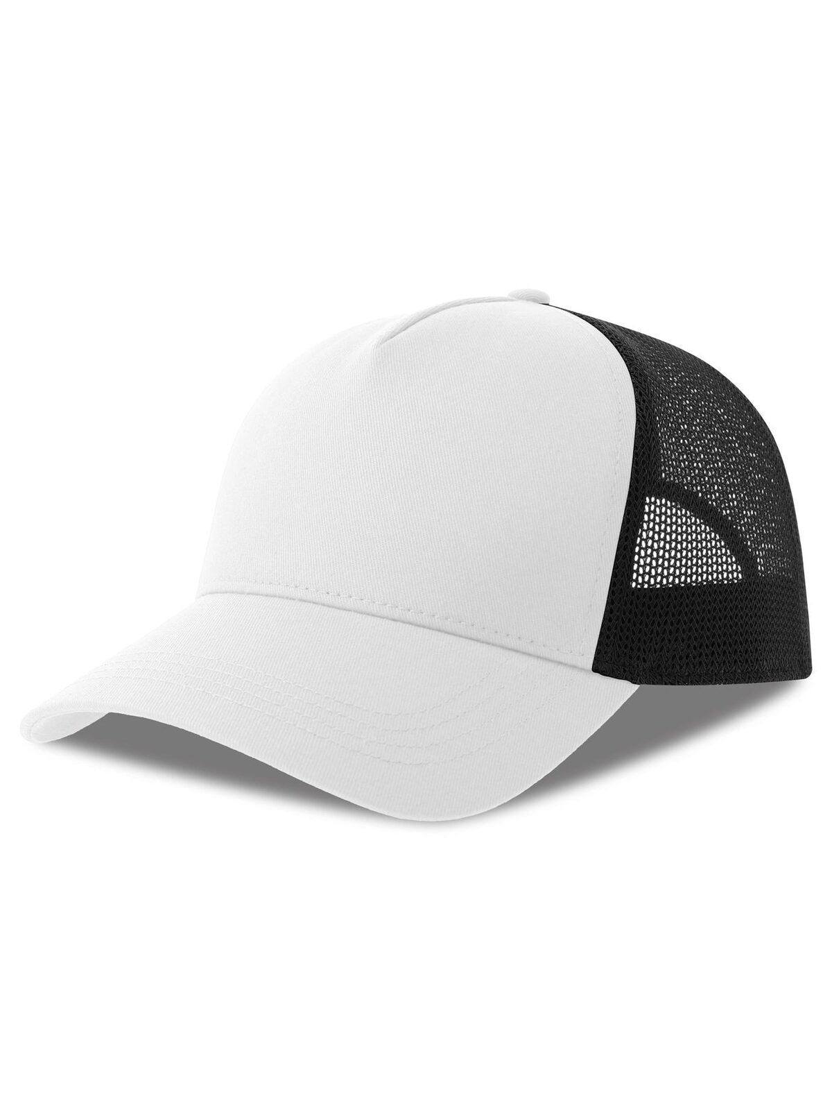Trucker Caps Rapper Cotton-S Weiß-Schwarz bestickbar und bedruckbar – LA1970