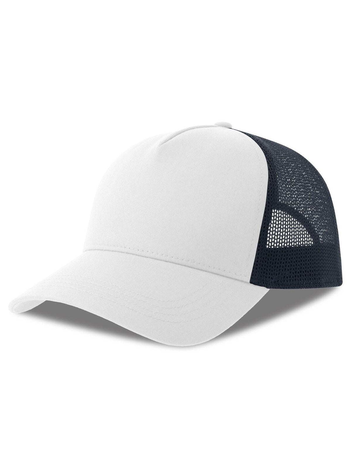 Trucker Caps Rapper Cotton-S Weiß-Marineblau bestickbar und bedruckbar – LA1970