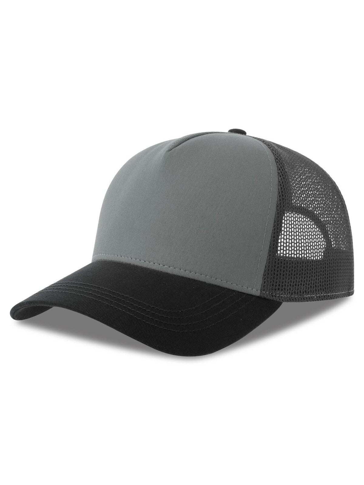 Trucker Caps Rapper Cotton-S Grau-dark Grau-Schwarz bestickbar und bedruckbar – LA1970