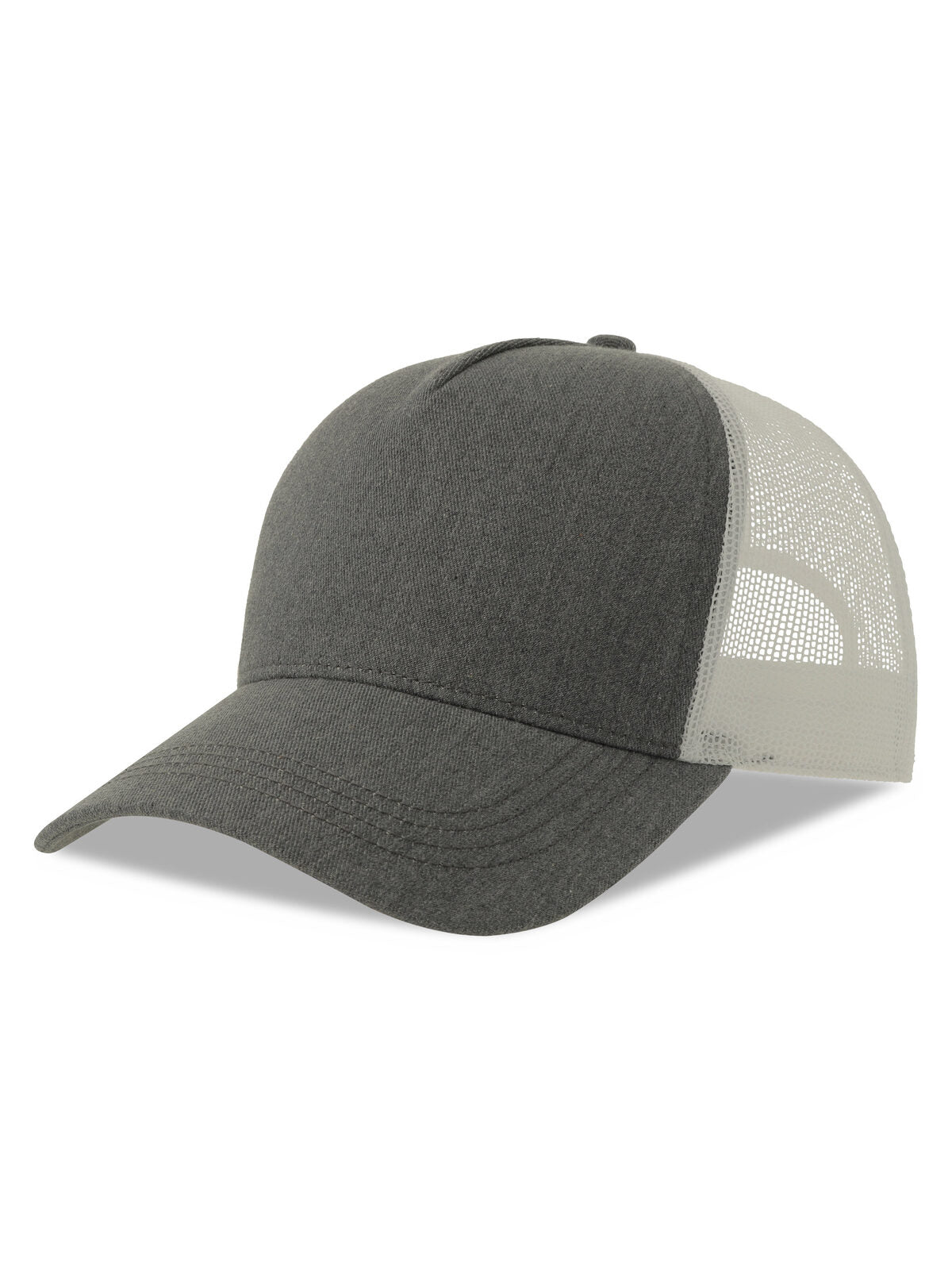 Trucker Caps Rapper Cotton-S Grau melange/Weiß bestickbar und bedruckbar – LA1970