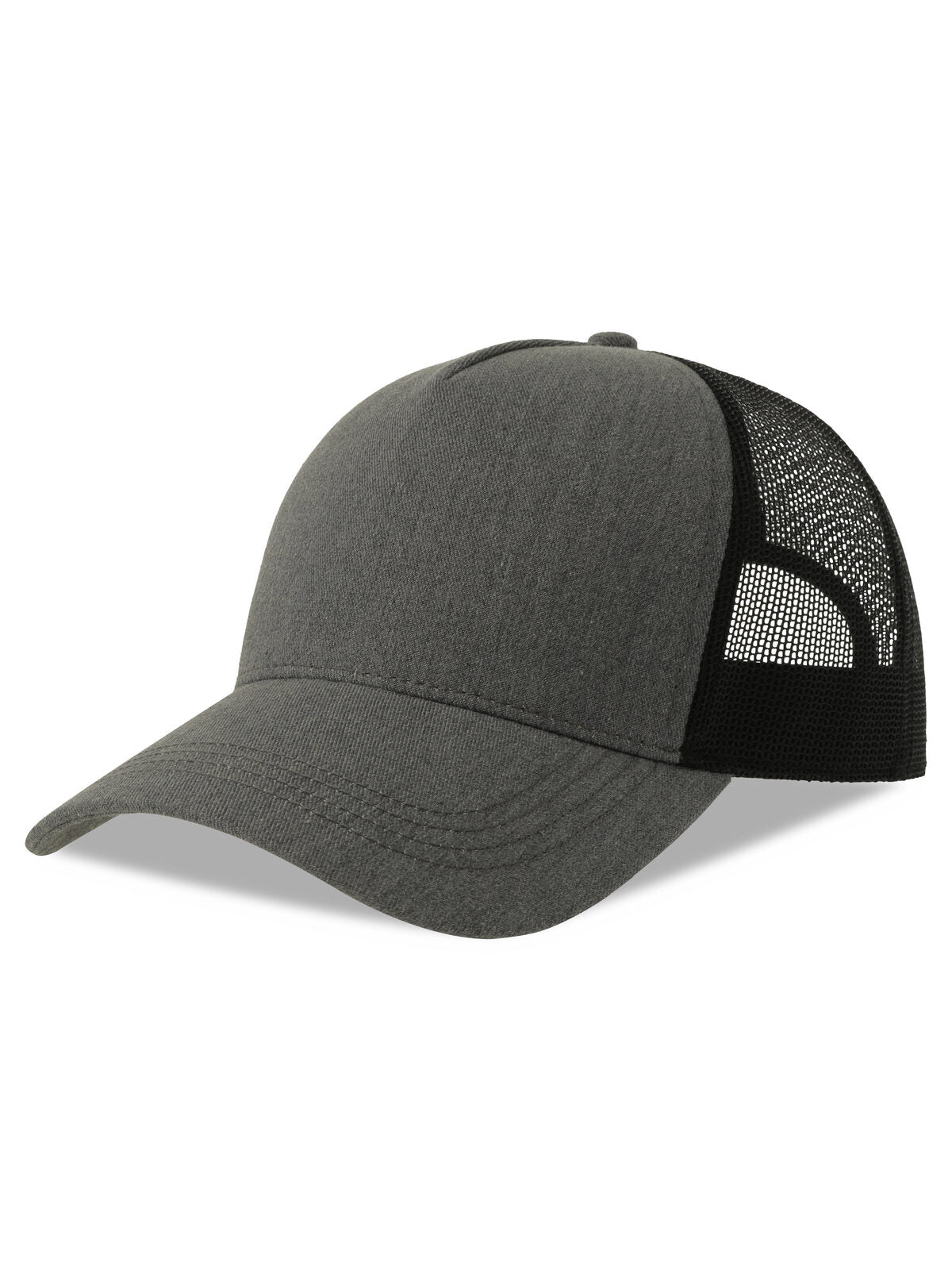 Trucker Caps Rapper Cotton-S Grau melange-Schwarz bestickbar und bedruckbar – LA1970